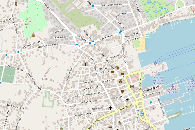 Map of Nantucket town centred on Federal Street.